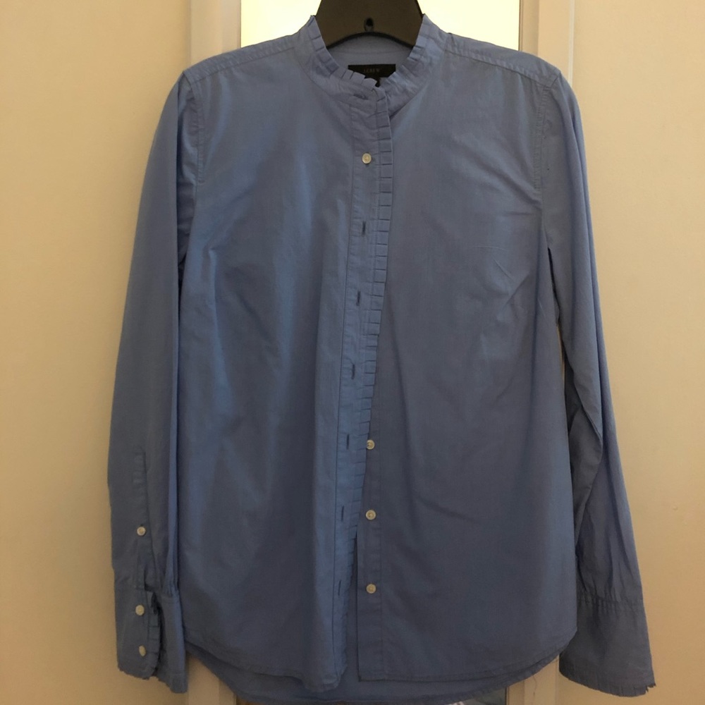 J. Crew Ruffled Blue Button Down Shirt
